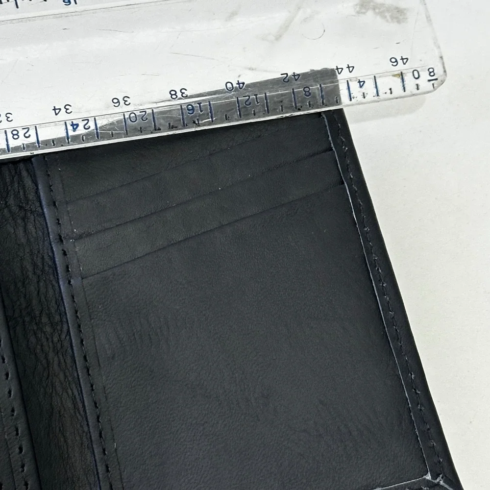 Artisan Hand-Made Black Leather Trifold Wallet Nicaragua Mens ID Window Pocket